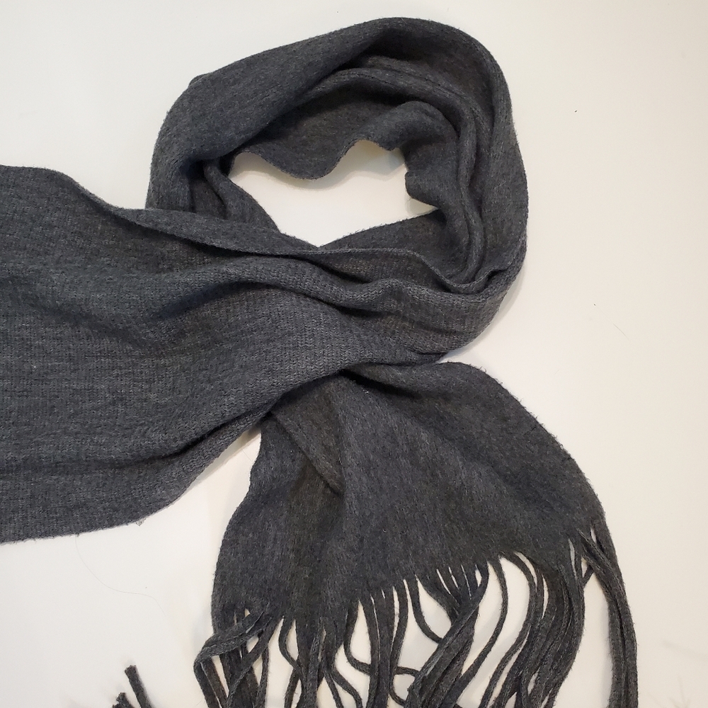 Lucky Brand Long Chunky Scarf Charcol Heathered Grey Tassels Warm Soft Scarves